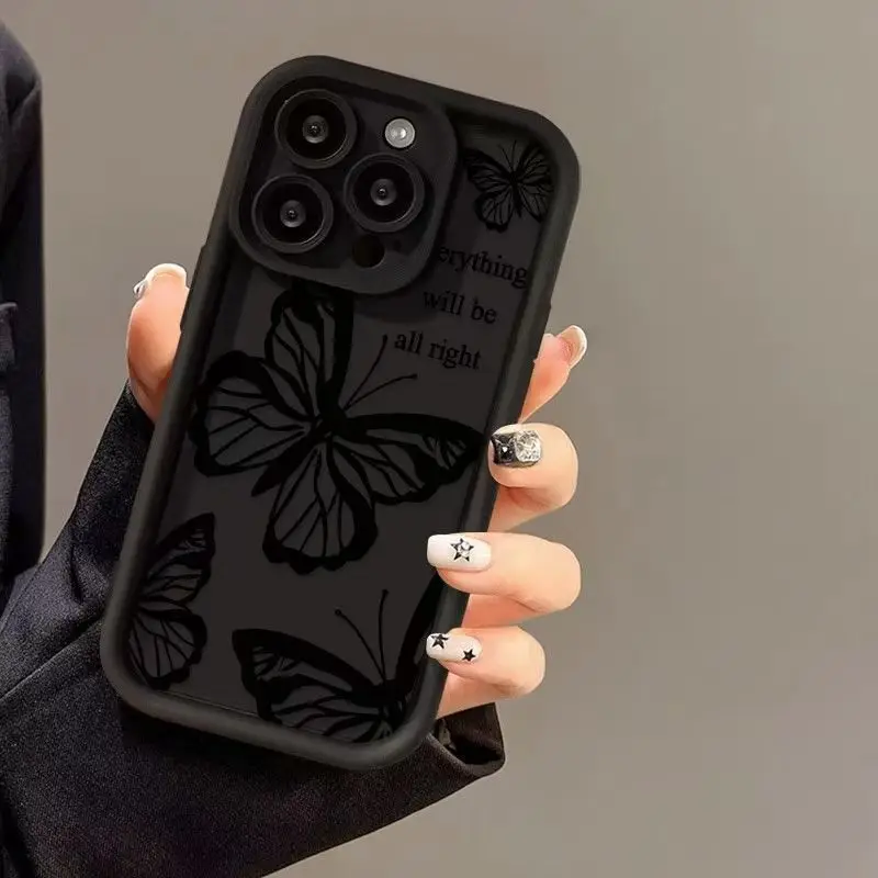 Black Butterfly Matte TPU Phone Case