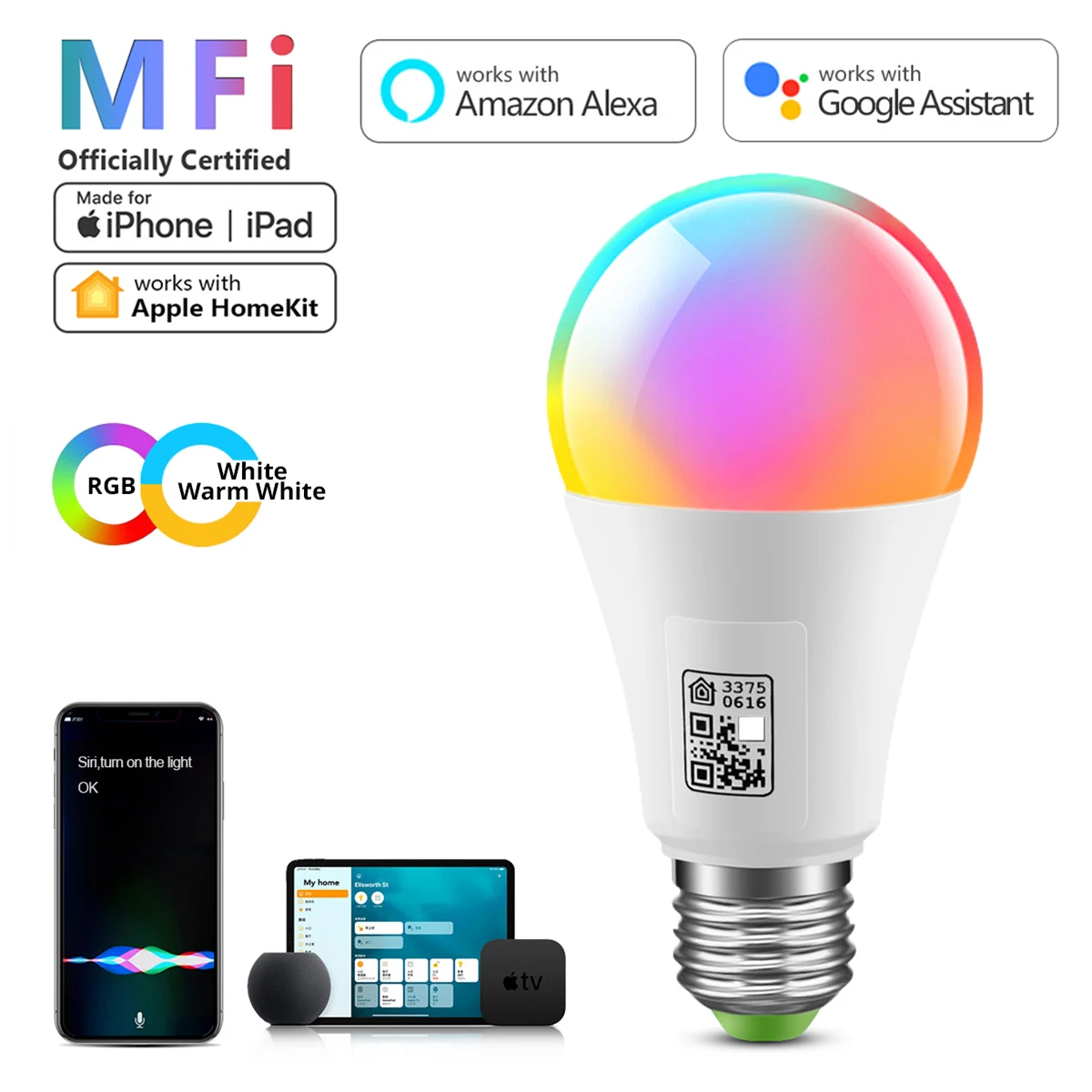 Smart Led Bulb E27 RGBWW Lamp APP Control Dimmable 85-265V 9W for Living Room Home Decor led light,led lamp