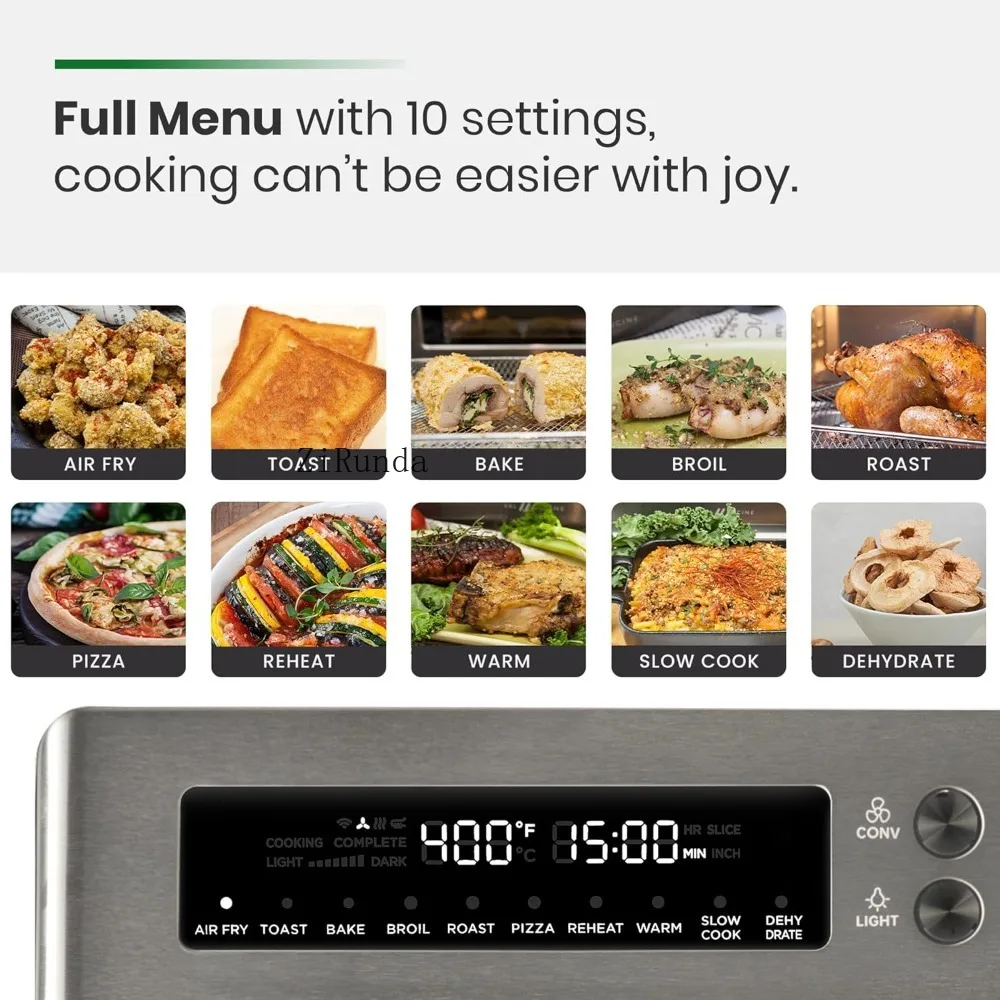 Infrared Heating Air Fryer Toaster Oven, Large Countertop Convection Oven 10-in-1 Combo, Easy Clean, with Recipe Book, 26.3 Qt 3