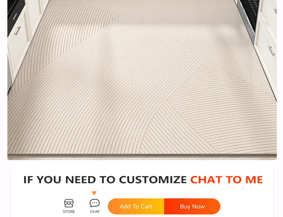 Kitchen Floor Mat Large Area Waterproof Carpet Pvc Leather Oil-proof Non-slip Foot Mats Line Minimalist Home Decoration Rug