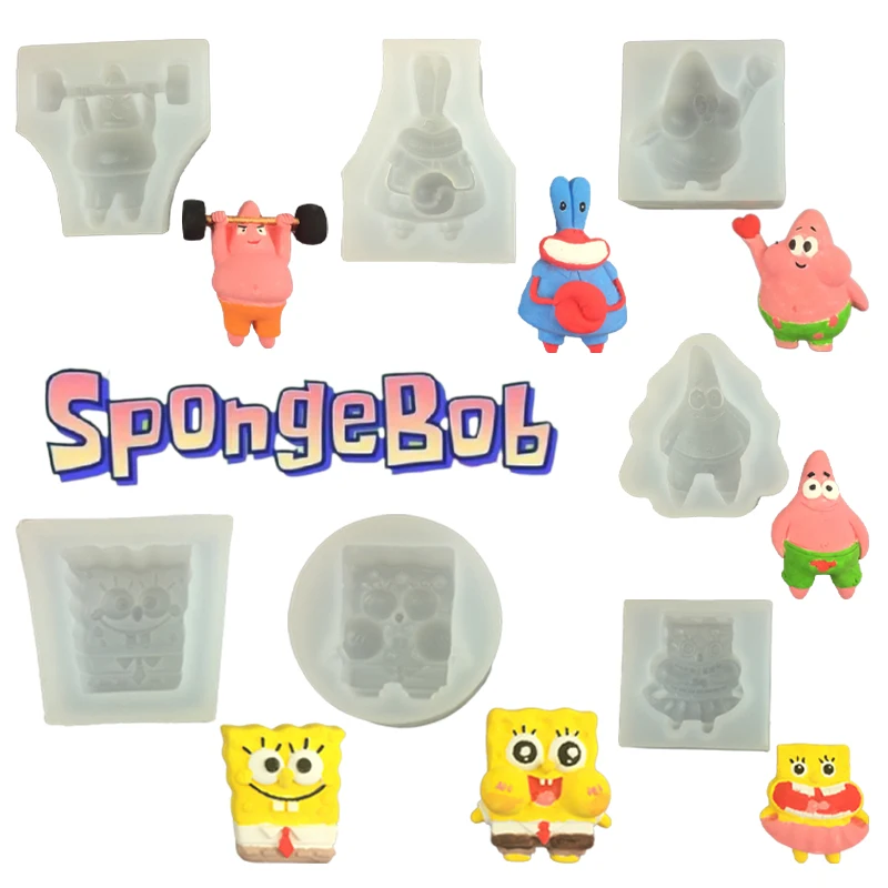 3D Spongebob Patrick Star Cake Mold Stampi In Silicone Cartoon Anime Sapone Candela Stampo Cioccolato Ghiaccio Pasticceria Accessori Per La Cottura St