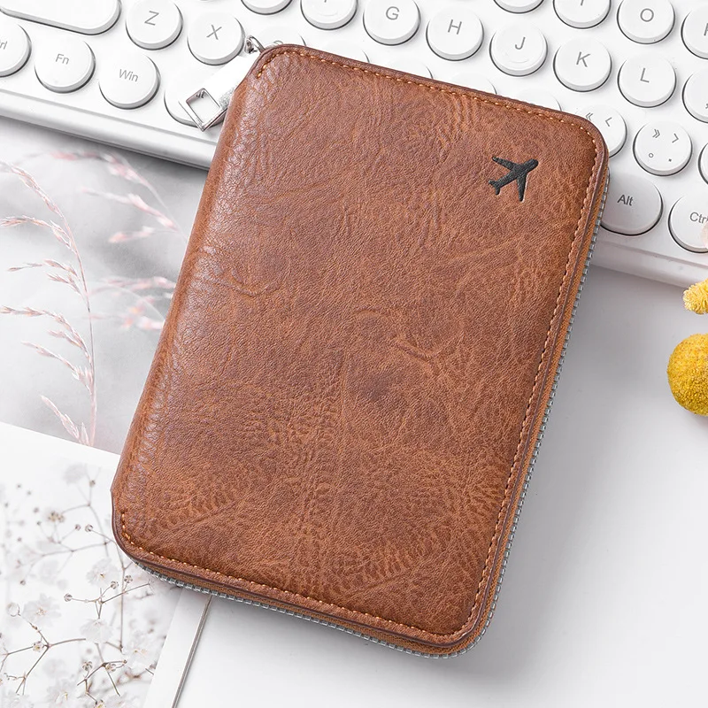 Document passport bag zipper, large capacity flight ticket storage card bag, fashionable travel passport clip