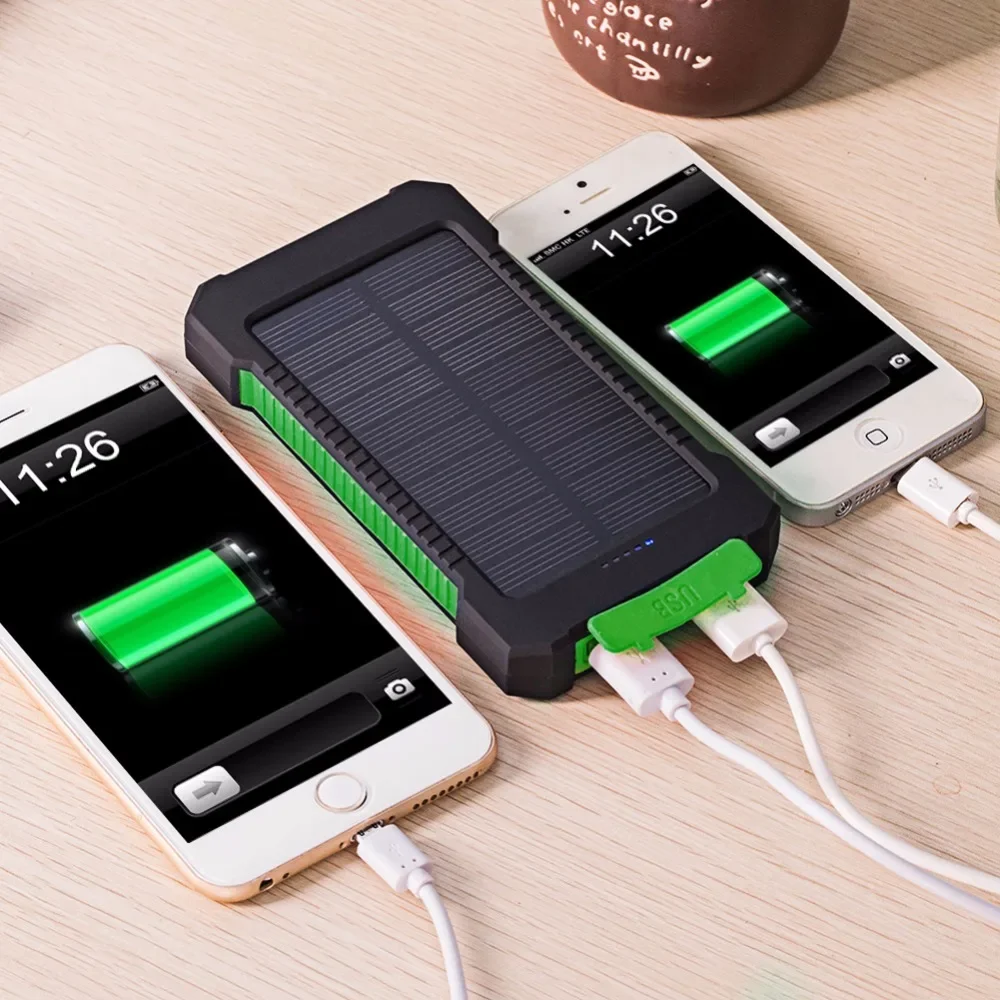 20000Mah Solar Power Bank Impermeabile Emergenza Led Sos Light Phone Charger Batteria Esterna Poverbank Per Xiaomi Iphone Samsung