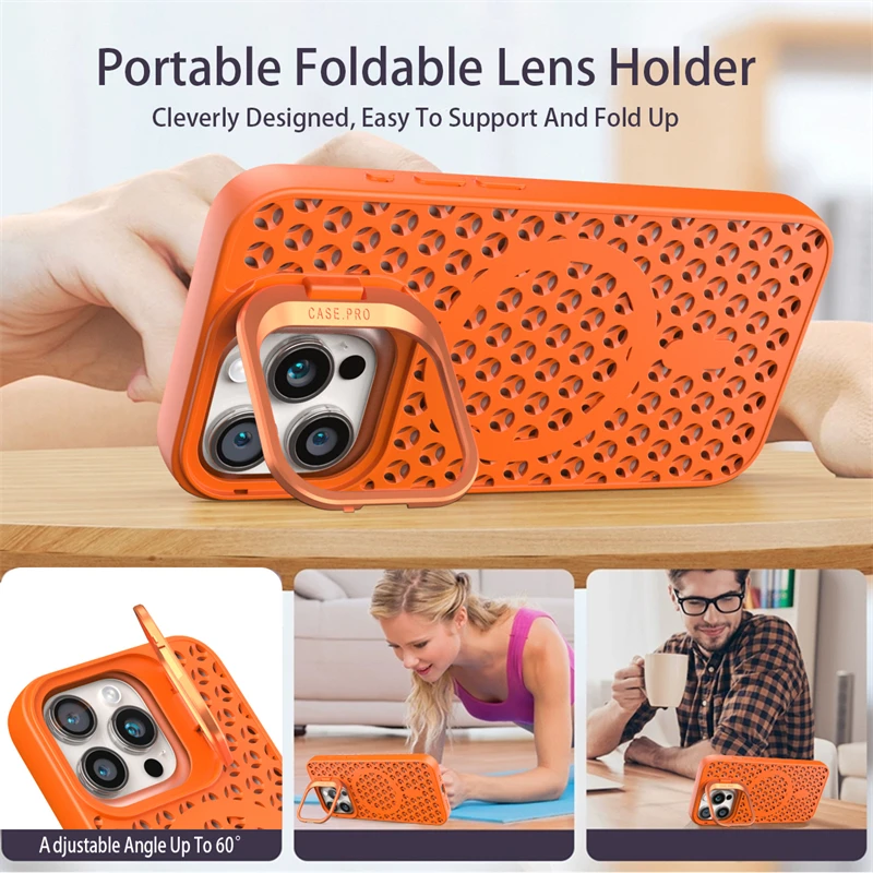 Luxury Foldable Camera Holder Case with Magsafe Charging & Heat Dissipation