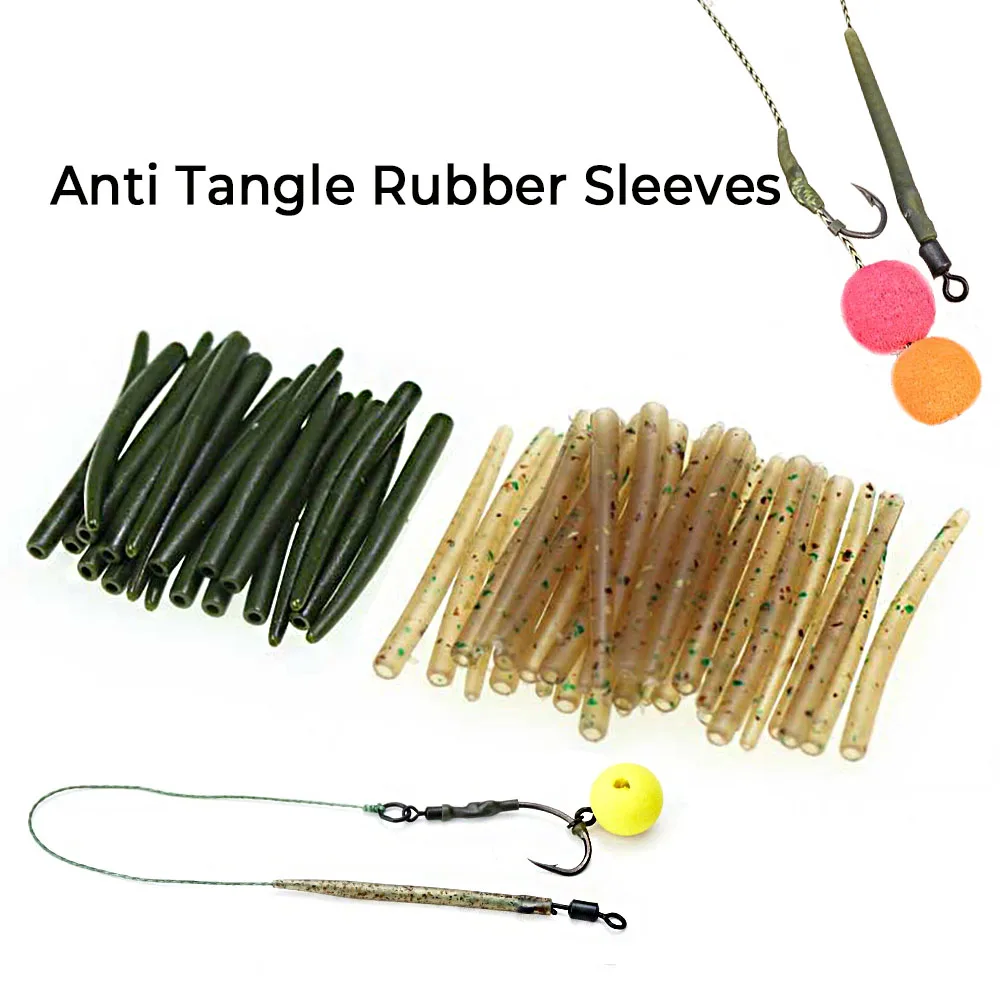 50PCS Anti Tangle Rubber Sleeves Carp Fishing Rig Parts Hair Rig ...