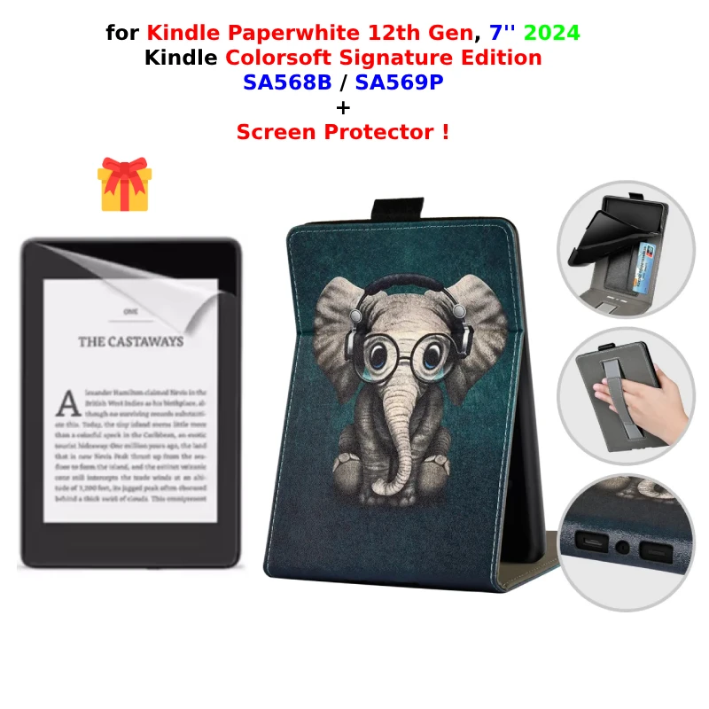 ColorSoft Signature Edition Case with Screen Protector and Hand Strap for 7 Devices, 2024 Release