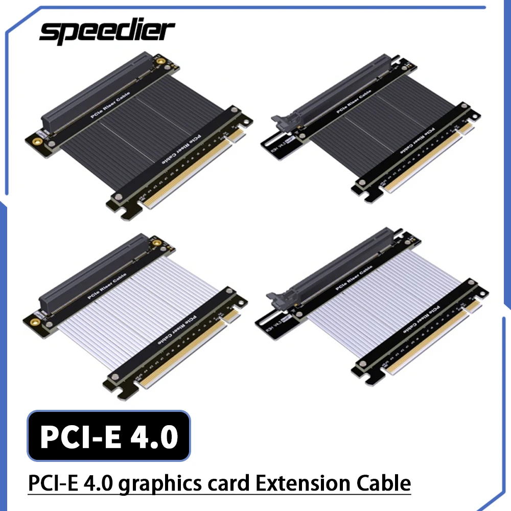 Riser Ad Alta Velocità Pci Express 4.0X16 Riser Cavo Di Prolunga Verticale Gpu Gaming Pcie4.0 Nero/Argento Per Schede Video Rtx 3090