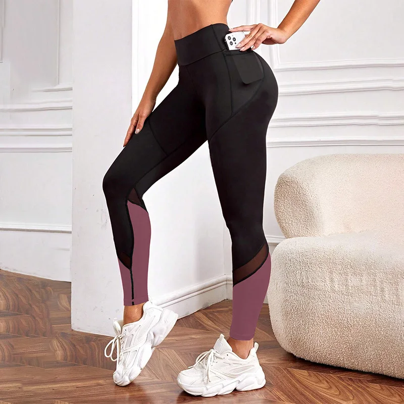 Colorblocked High Waist Yoga Pants Women Tummy Control Workout Leggings