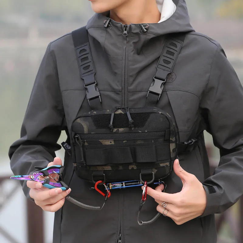 Tactical Chest Vest Bag Backpack Front Rig Pouch Outdoor Camping