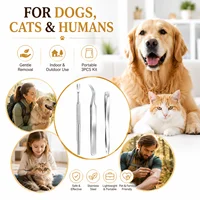 Pet Tick Removal Tool Kit Stainless Steel Tick Remover Tweezers for Dogs Cats Humans Grooming Care Accessories 1