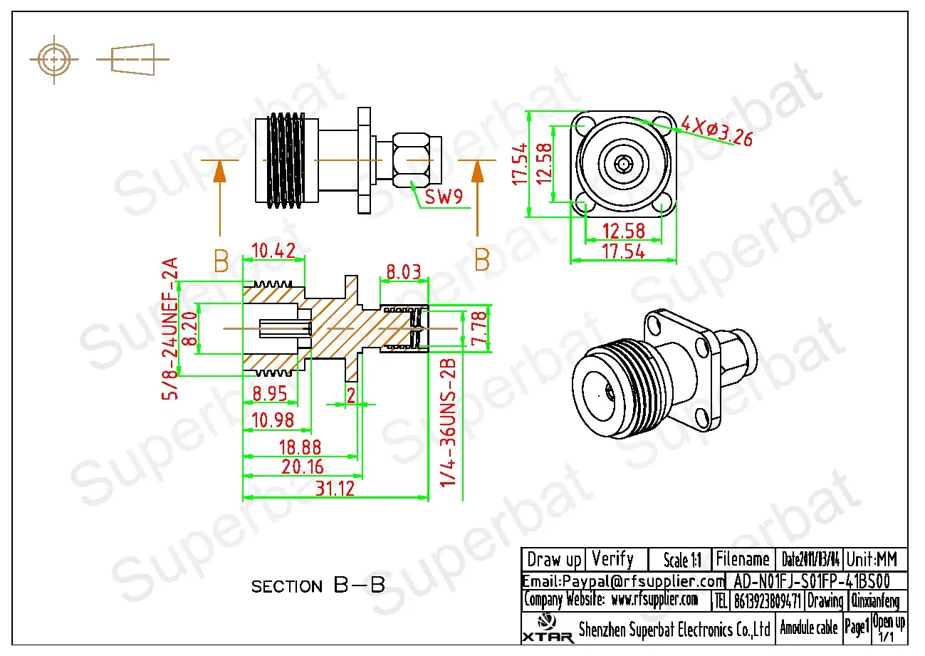 SMA Male to N Female RF Coaxial Connector for Electronics