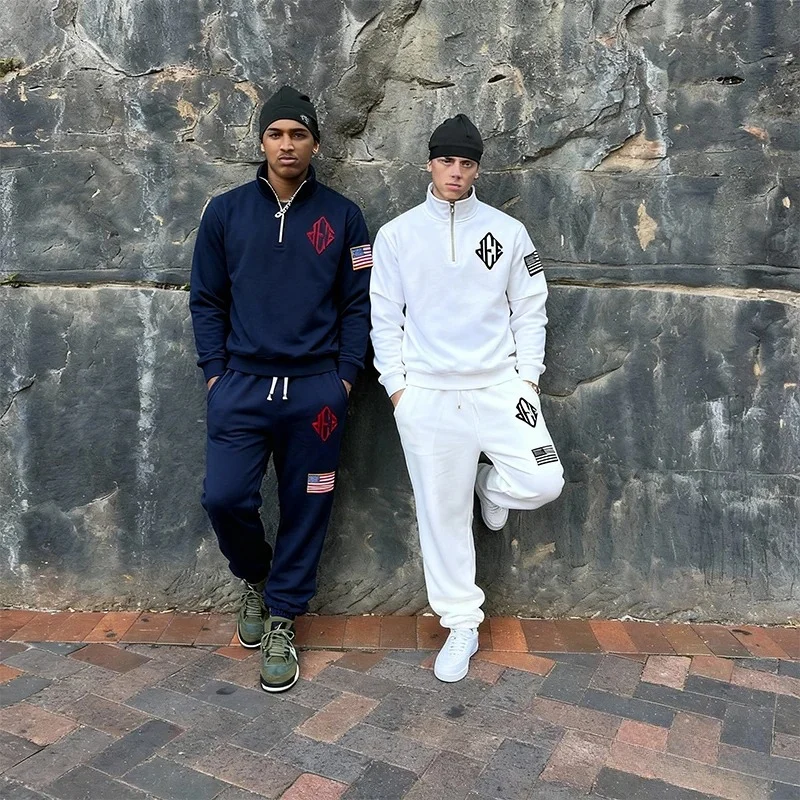 Men Retro Half-Zip Tracksuit Side View