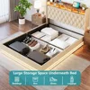Bed Frame with Storage - Lift Up Bed Frame with Headboard, Upholstered Platform Bed with LED Lights & Charging Station 5