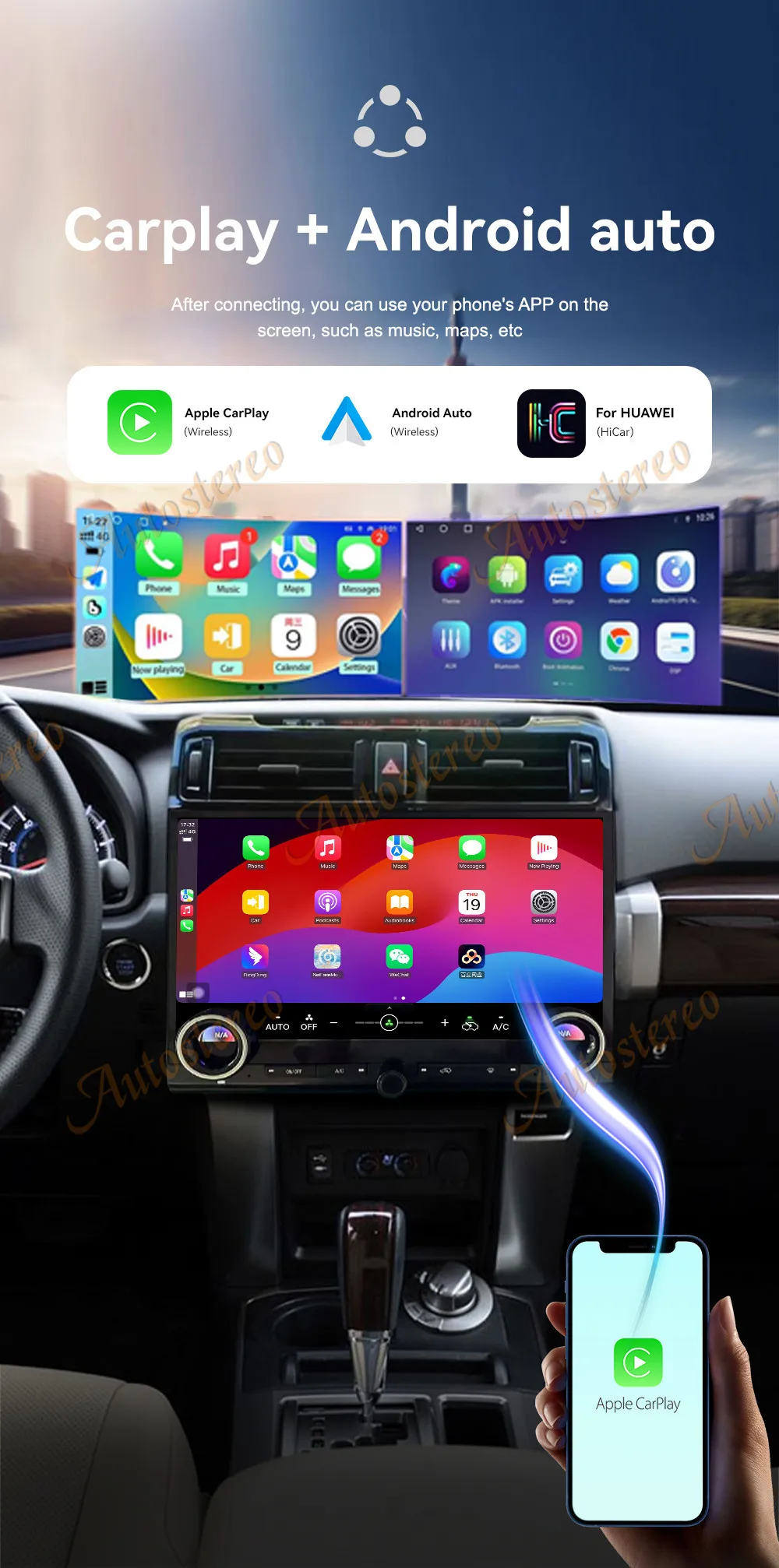 15 Inch Carplay For Toyota 4Runner 2009-2022 Android 13 Car GPS Navigation Multi
