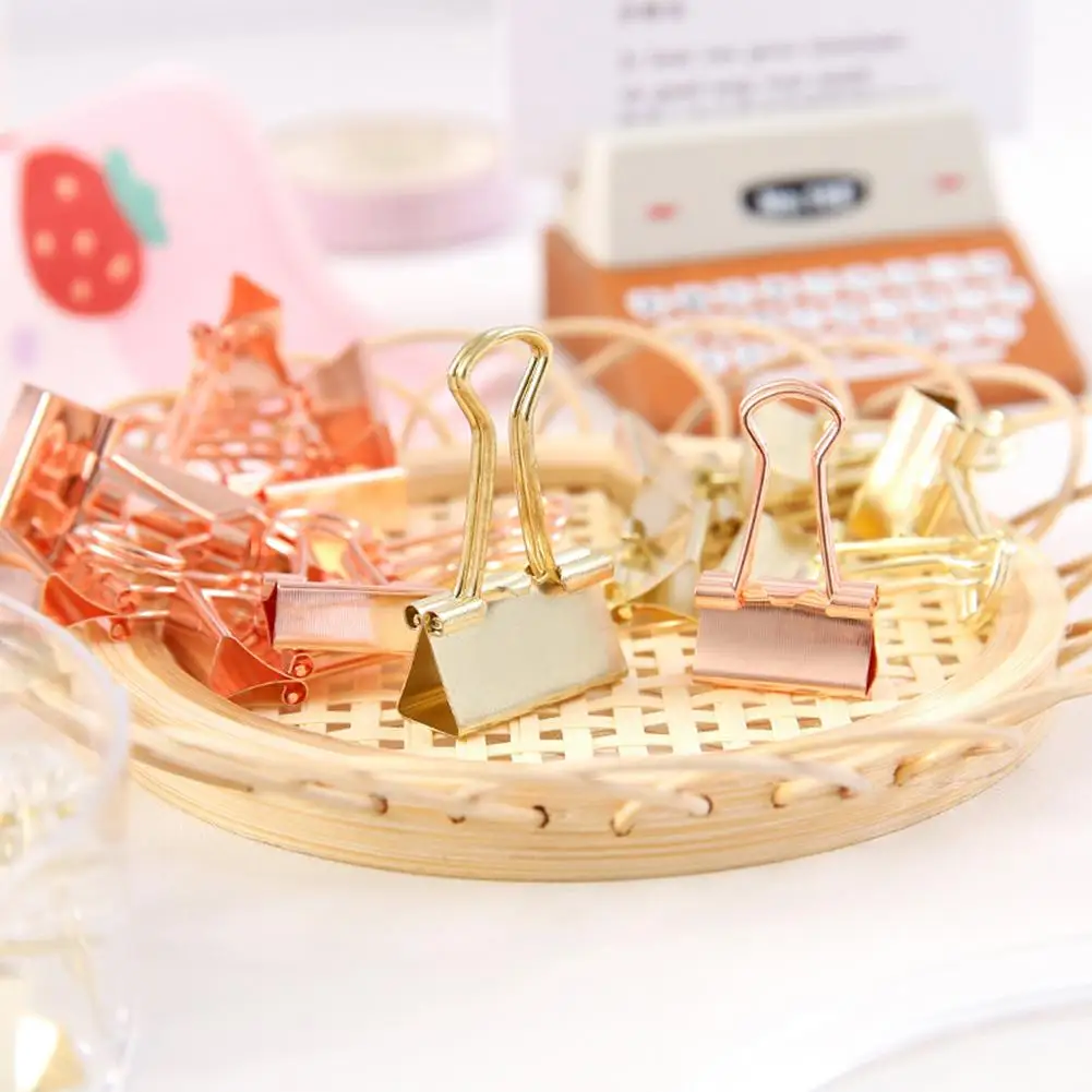 Binder Clips Paper Clips Push Pin Set Rose Gold Push Pins Cute Stationery for Office Accessories School Supplies