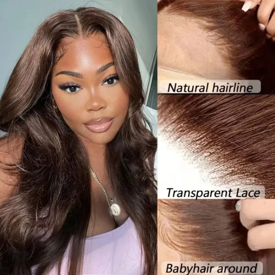 250 Density Human Hair Wigs Chocolate Brown Lace Front Wig Body Wave Wig 13x6 Hd Lace Frontal Wig for Black Women Clearance 4