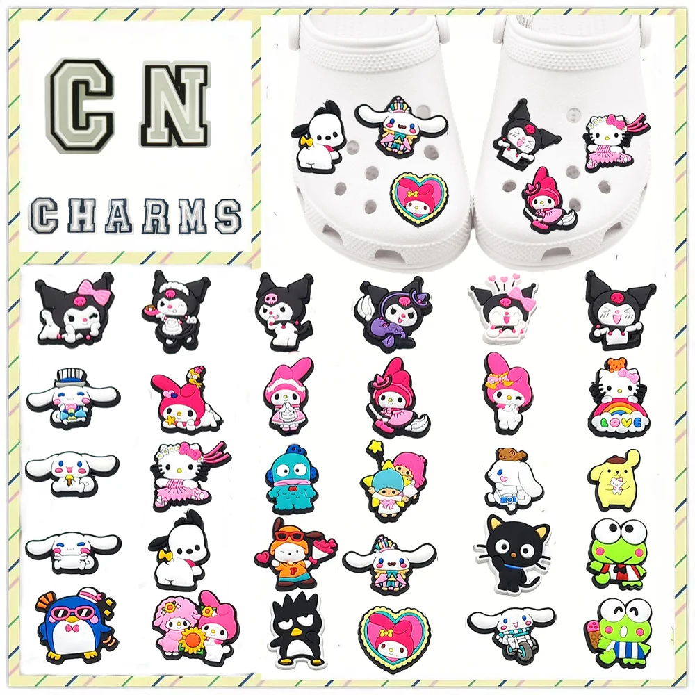 

MINISO 1pcs cartoon Sanrio series cute shoe Charms clogs Aceessories for Sandals pins Decorate girls kid Gifts