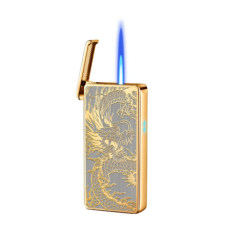 Gas Lighter Intelligent Voice-activated Windproof Flame Lighter Airflow Gravity Sensing Knock Ignition Visual Gas Window Men Gadget