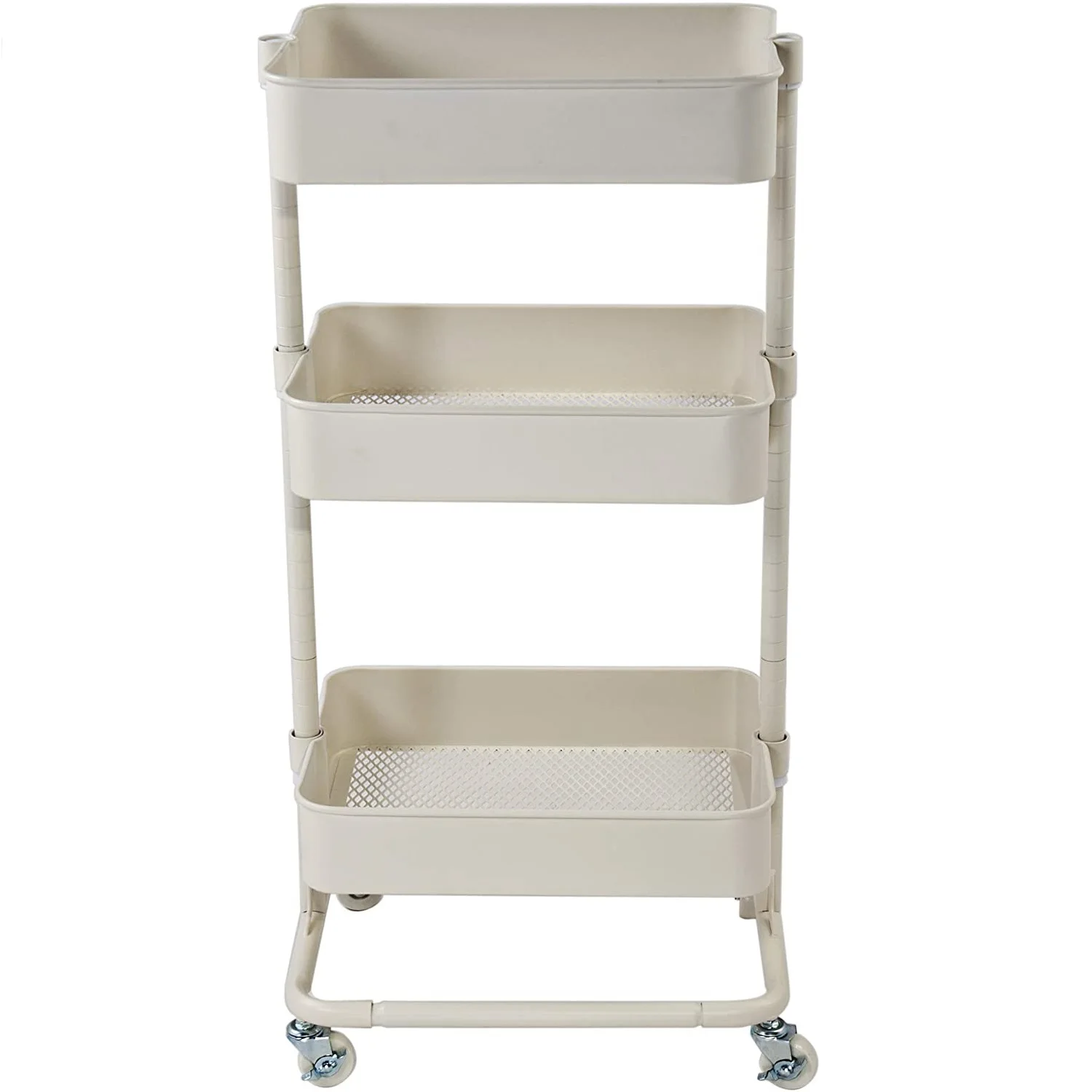 3-Tier Metal Mesh Storage Rolling Cart Multifunctional Home Kitchen Bedroom Office Storage Trolley Serving Cart Mobile Storage 5 tier kitchen trolley white 46x26x105 cm iron