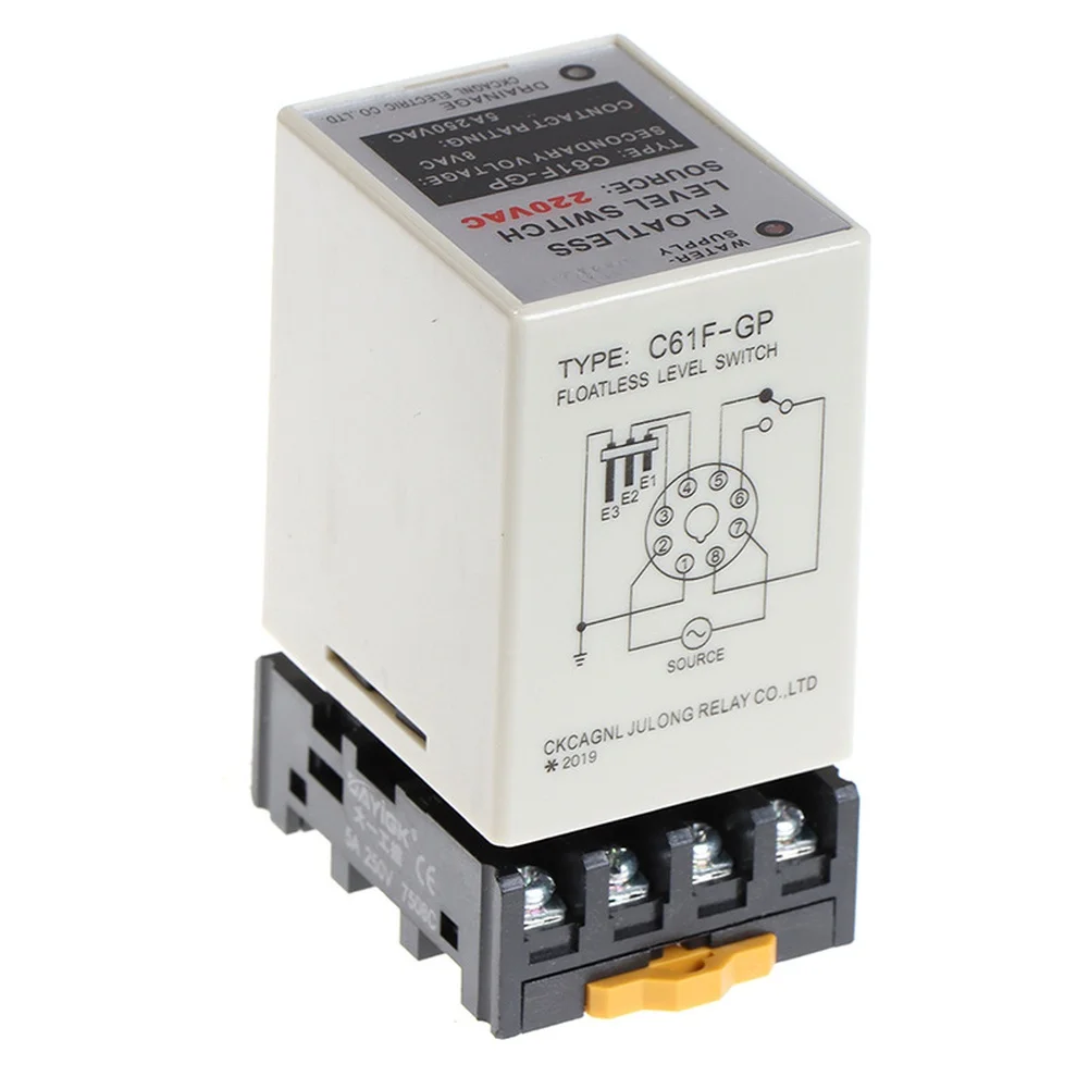 C61F-GP 수위 컨트롤러용 릴레이 스위치, 220V AC 전원, 8핀 터미널, 산업용 ABS 및 금속 구조