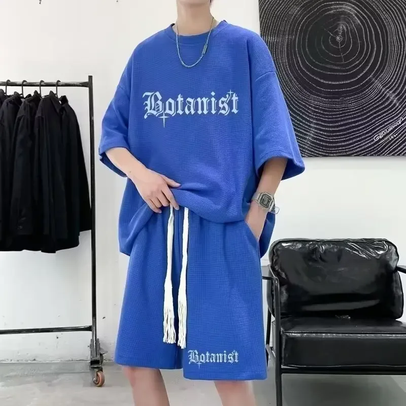 Black Grey Short Sleeve Set Net Picture Waffle Pattern Chinese Style Pants Unique And Special Purpose Clothing from Mainland Chi