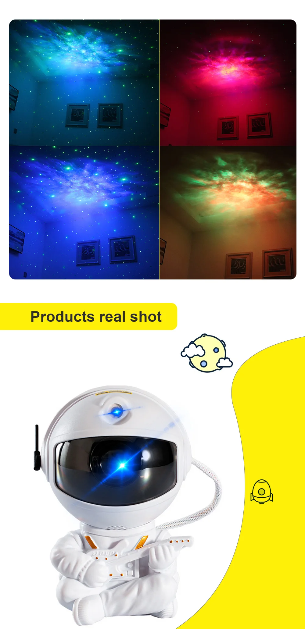 night table lamps KUUPLE Galaxy Star Projector Starry Sky Night Light Astronaut Lamp Home Room Decor Decoration Bedroom Decorative Luminaires Gift cool night lights