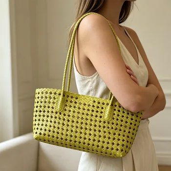 Borse a Spalla da Donna con Design Intrecciato, Borsa a Mano in Pelle PU, Borse Composite per Donna, Borsette e Tote Bag