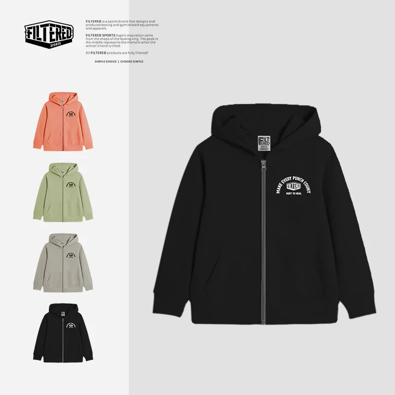 Filtered Sportswear Children's Cardigan Zipper Sweatshirt Boys girls Autumn New Boxing Training Wear Long Sleeve Top 069YTMY069
