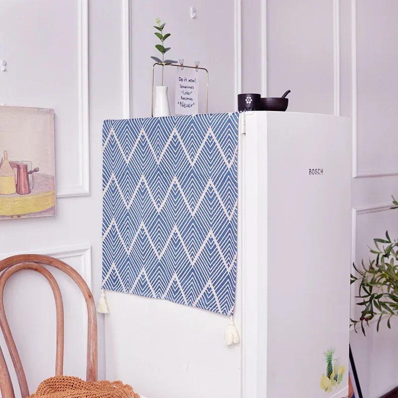 Microwave Oven Oven Cotton Linen Cover Cloth Simple Modern Refrigerator Dust Cover Cover Nordic Style Washing Machine Mat