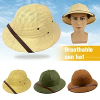 Novelty Men Straw Helmet Pith Sun Hats Men Vietnam War Army Hat Dad Boater Bucket Hats Safari Jungle Miners Cap 2