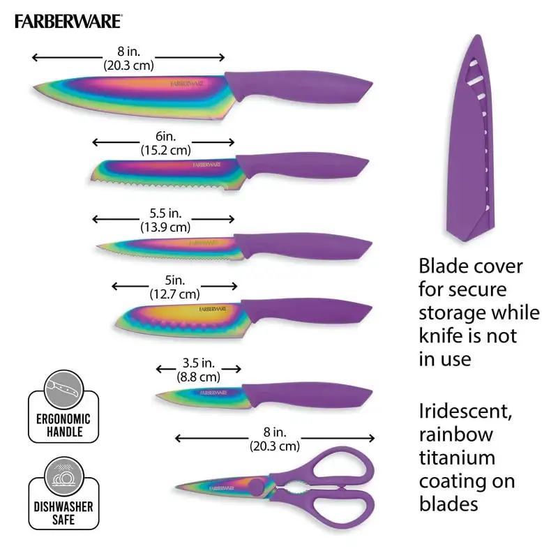 Farberware Color Series Rainbow Titanium Knife 3-Piece Set