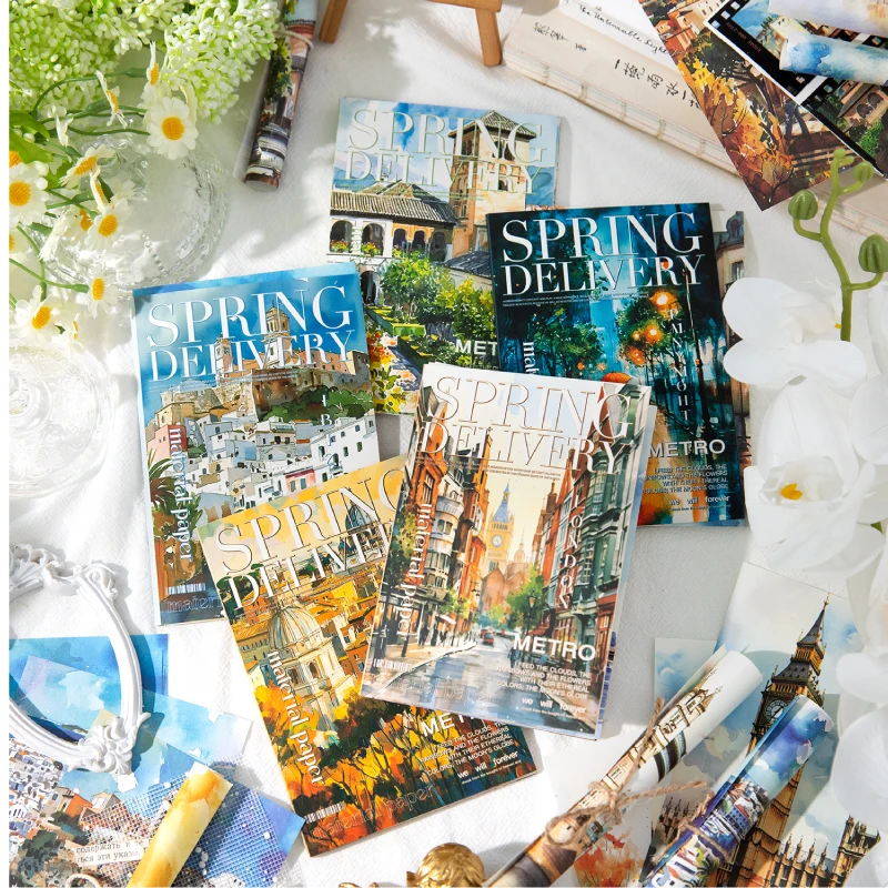 Journal GO 30pcs Spring Scenery Material Paper Creative Collage Cards Background Paper Diy Junk Journal Planner Materials 3
