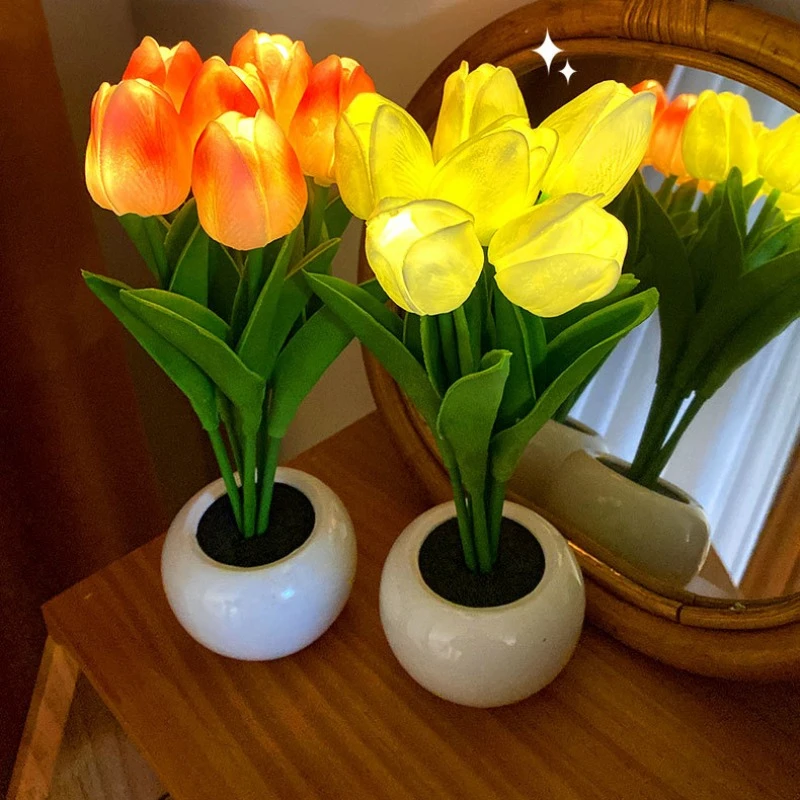 

LED Mini Tulip Night Light Indoor Bedside Balcony Romantic Decoration Atmosphere Sleep Warm Lamp for Bedroom Night Light