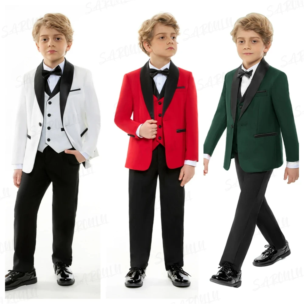Formal Boy's 4-Piece Suit Set Paisley Slim Fit Classy Kids Tuxedo Toddler Dresswear Wedding Ring Bearer Prom Smart Sets HH007
