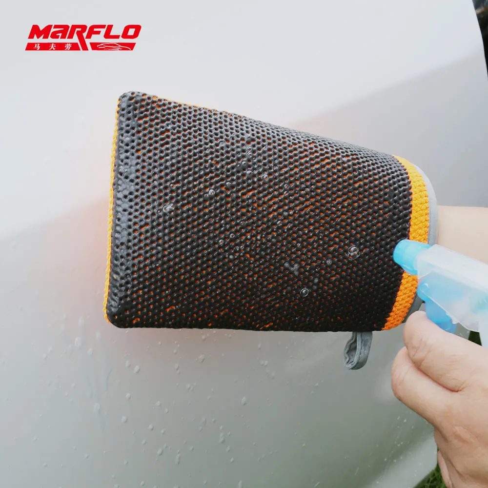 Car Cleaning Gloves Microfiber Car Mitt Microfiber Cleaning Gloves Microfiber Washing Gloves Microfiber Gloves Car Cleaning Magic Clay Bar Washing Gloves Tools Auto Care Car Detailing Clean Cloth Marflo Polish Orange Mitt