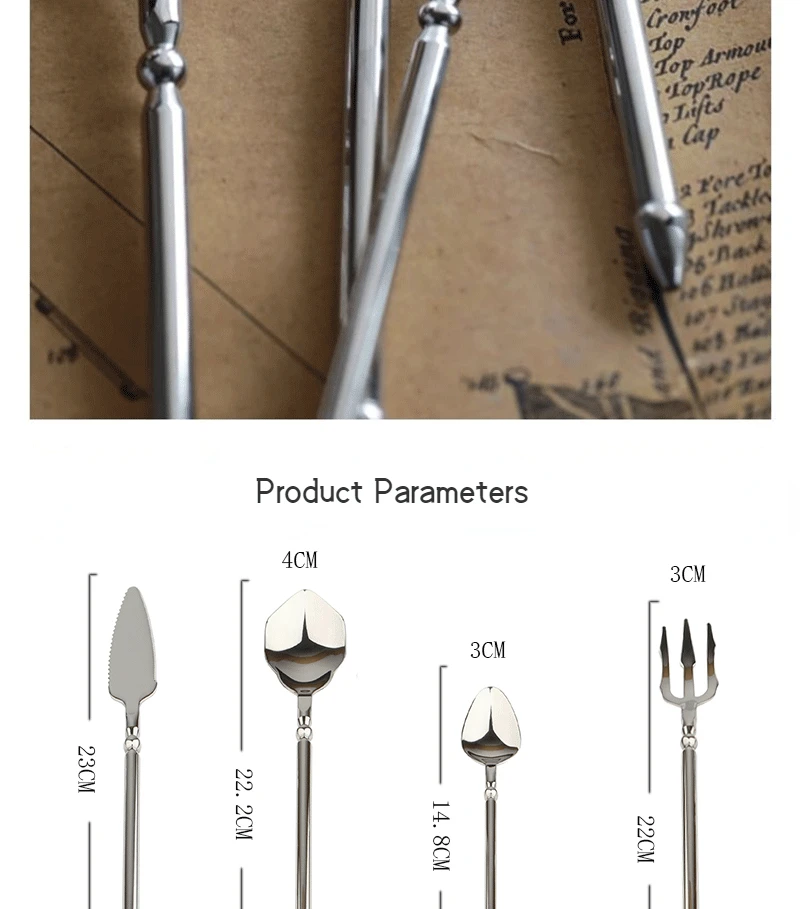 Description Picture 5 of itemNordic Retro Ins Viking Theme Dinner Knife Fork Spoon Dessert 304 Stainless Steel Tableware Kitchen Restaurant