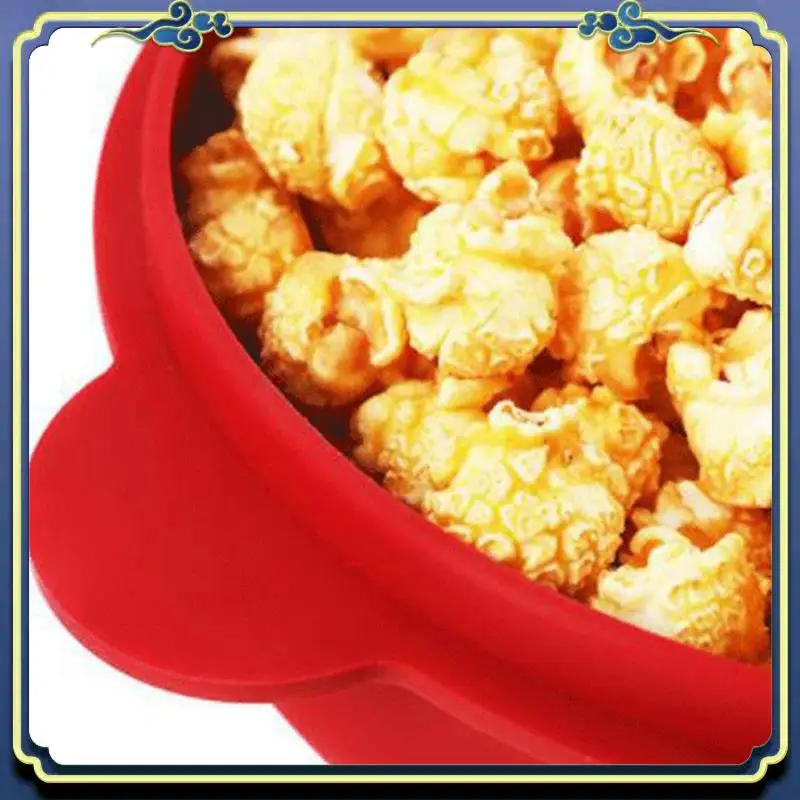 High Quality Microwave Popcorn Bowl Bucket Silicone DIY Popcorn Maker With Lid Chips Fruit Dish Kitchen Easy Tools Durable C