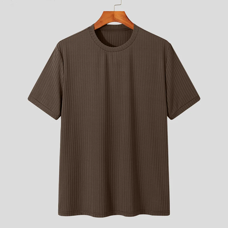 รูปสินค้า เสื้อแขนยาว O-Neck ผู้ชาย ดีไซน์ Draped สีทึบ ใส่สบายสไตล์เรียบง่าย
