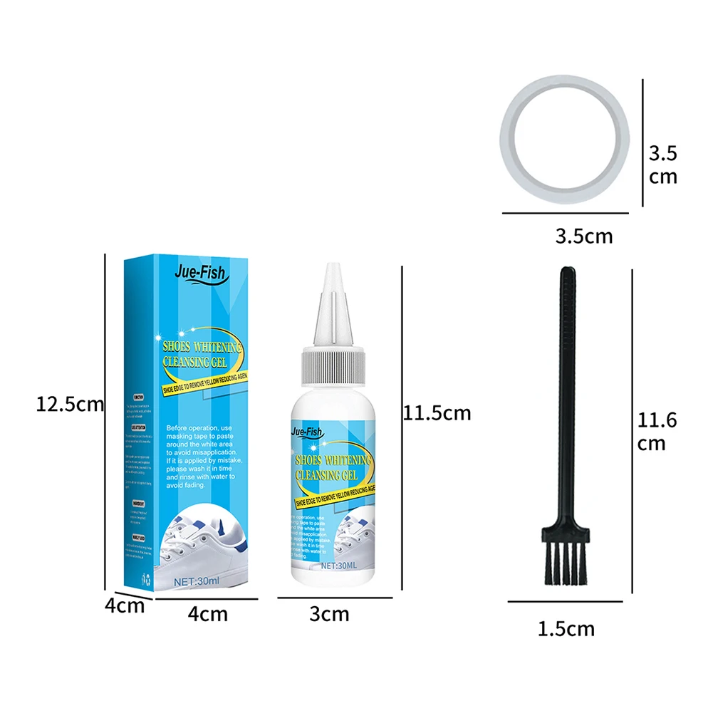 30/100ml Shoes Cleaner Kit with Tape & Brush Shoes Whitening Kit Multifunction White Shoe Cleaning Agent for Canvas Fabric 6