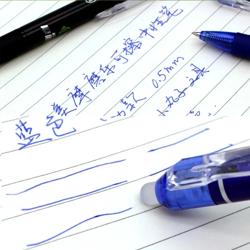 Large Capacity Ink Erasable Pen 0.5mm Push Automatic Gel Pen Washable Handle Magic Erasable Refills Rods Longer Writing School erasable pens