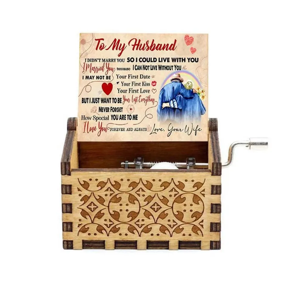 Mini Wooden Hand Cranked Music Box You Are My Sunshine Theme Song Mother's Day Gift for Mom Birthday Gift for Son