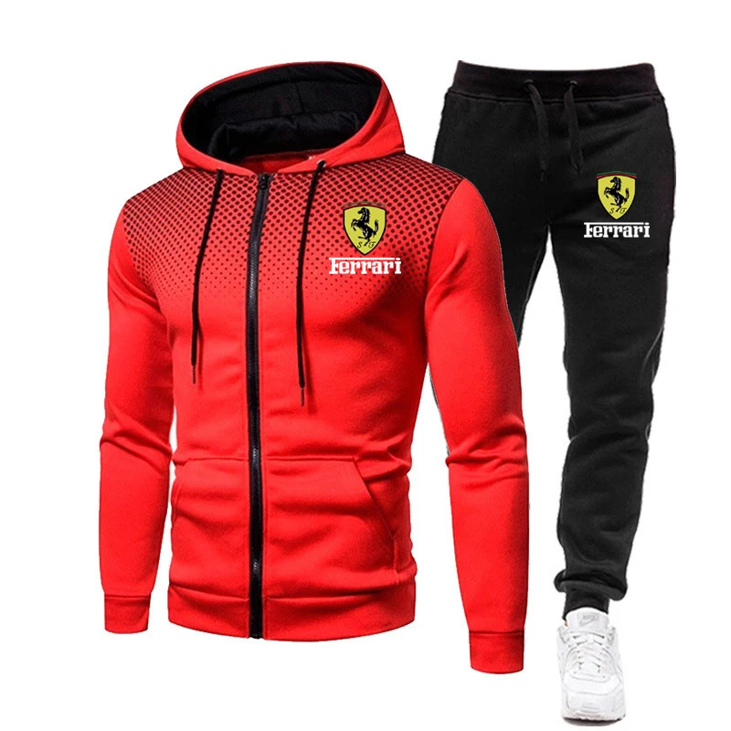 Hot Sale High Quality Men's Spring Autumn Sportswear Casual Jogging Suit/Set Outdoor Suit Zipper Jacket + Black Sweatpants 2 Pie coat suit for men Suits & Blazer