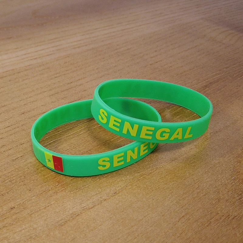2pcs Senegal National Flag Wristbands Sports Silicone Bracelet Men Women Rubber Band Patriotic Commemorative Fashion Accessory silicone wristband