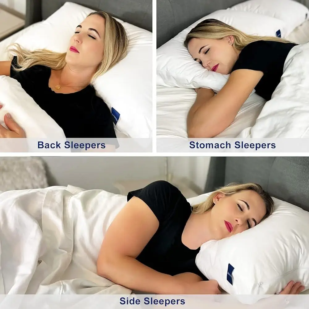 Hybrid Shredded Memory Foam Pillows King Size Set of 2 Adjustable Loft Fluffy Down Alternative Removable Cover Soft Breathable 6