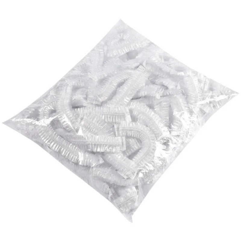 100 Pcs Disposable Shower Cap Plastic Waterproof Headgear Hotel Hair Dye Shower Cap Transparent Plastic Beauty Salon Cling shower cap disposable hair cap hair dye cap