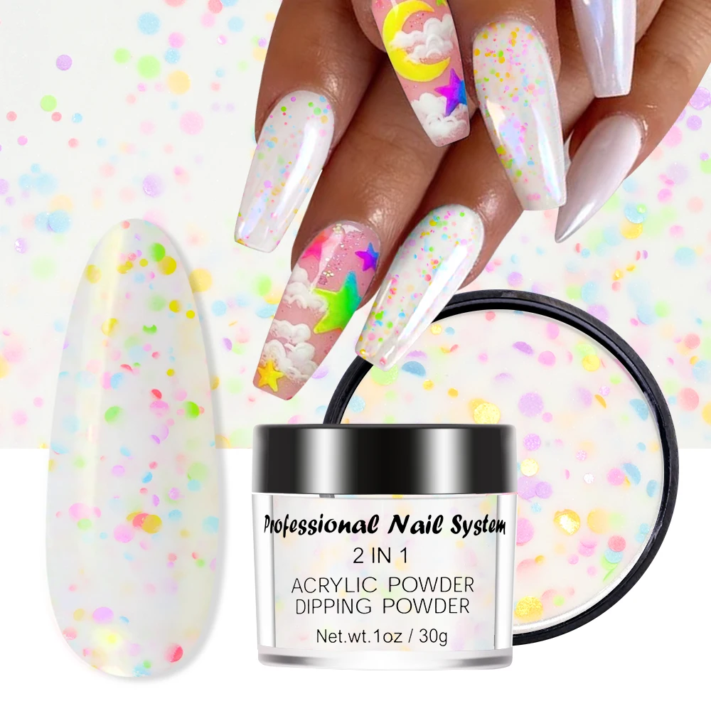 1OZ Professional Acrylic Powder Combination Infiltration Butterfly/Round/Hexagon Sequins Crystal Powder Extended Builder Powder 5