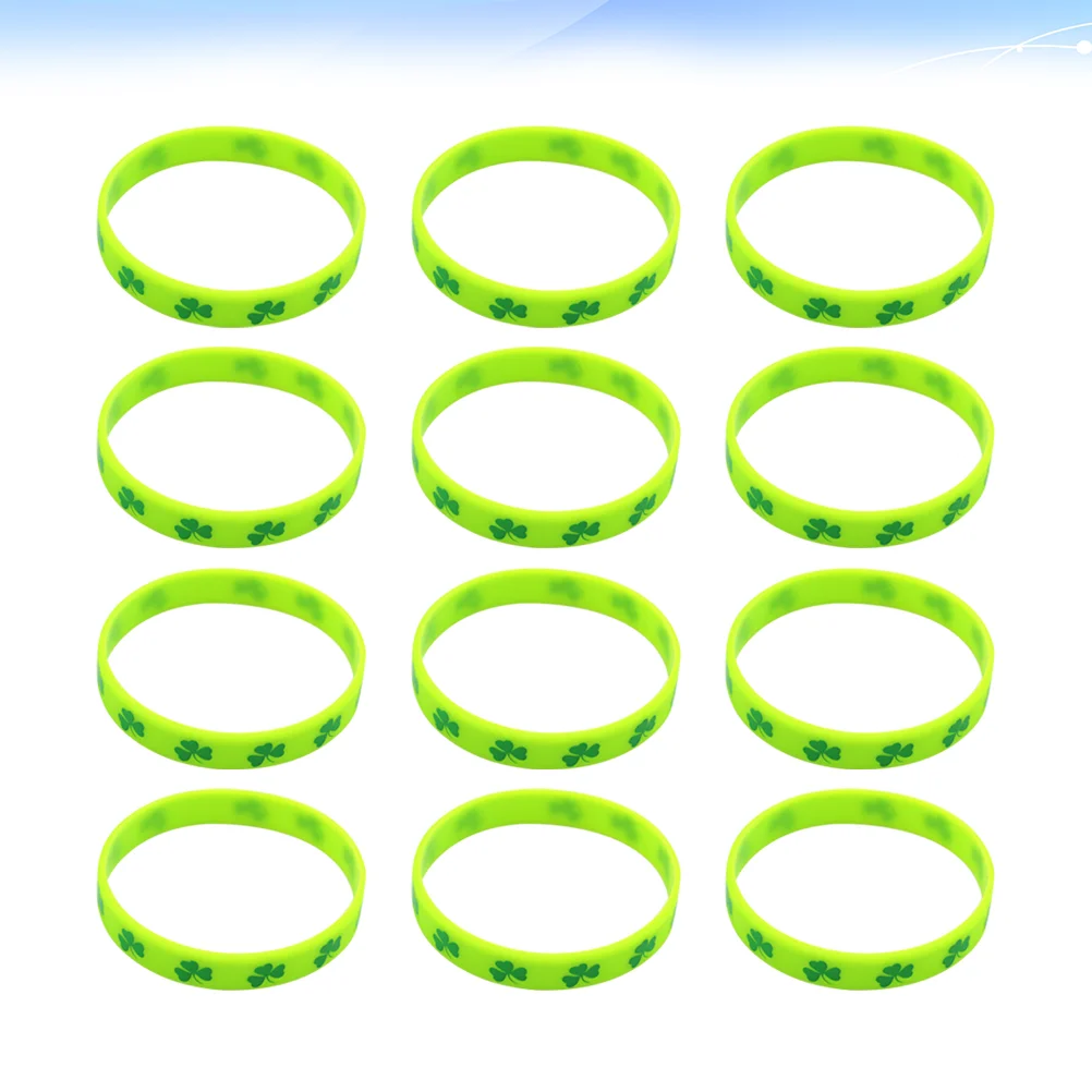

Happyyami St Patricks Day Silicone Bracelet Chic Unique Stylish Party Hand Decoration Shamrock Wristbands Green Rubber