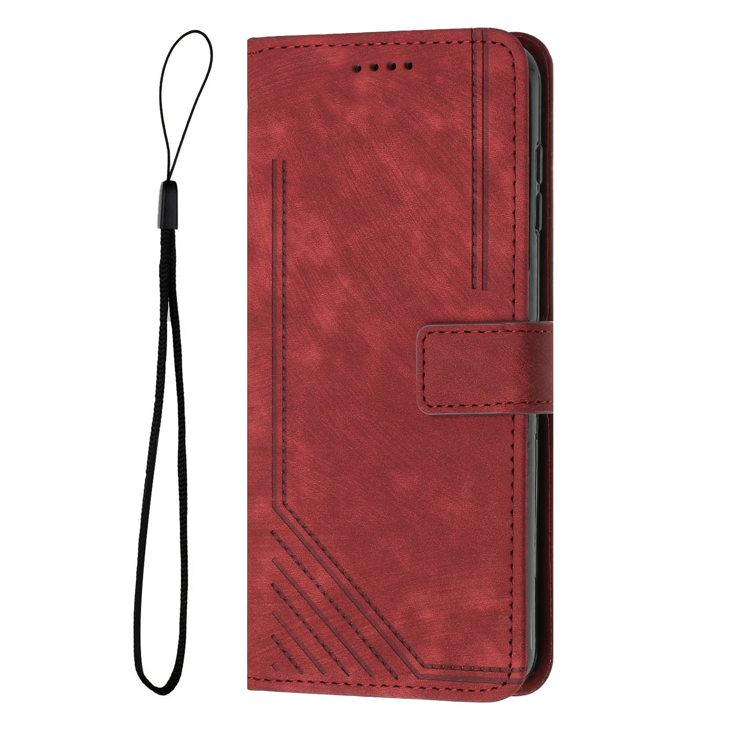 Geometric Line Art Leather Wallet Case with Card Holder