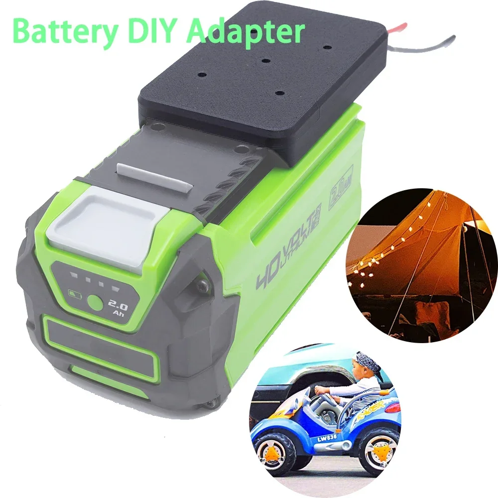 Power Wheels DIY Adapter for Greenworks 40V Lithium-ion Battery Connector 14AWG Rc Car, Robotics-3D Print(Not include battery) lifepo4 battery contacts tabs 6 12mm hole size 68mm pitch 2mm thickness lithium cell connecting piece busbar connector