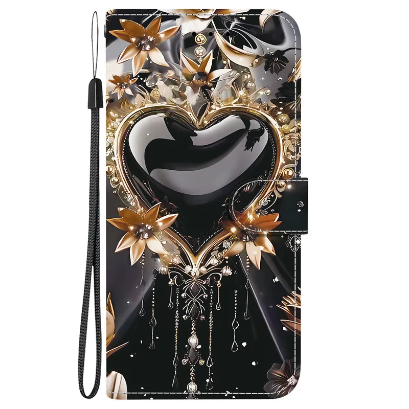 Elegant Colored Flower Wallet Phone Case - Magnetic Flip Leather Cover with Cute 3D Pattern